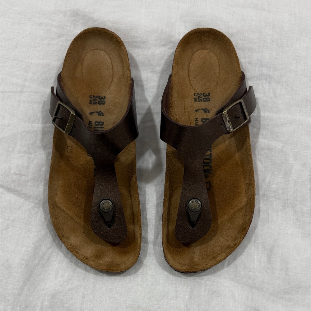 EUC Birkenstock womens Gizeh in Graceful Toffee from Birko-Flor Thong 38.0 EU